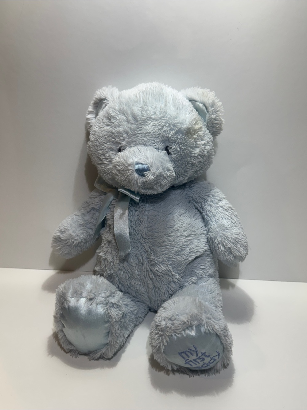 Baby GUND 14” My First Teddy Bear Baby Blue Bow Plush Satin Plush Stuffed Animal